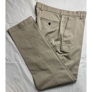 Brooks Brothers Advantage Chino Milano Pants Mens 33x32 Tan Flat Front